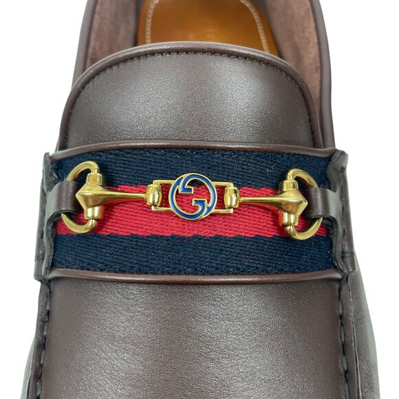 Gucci Ayrton Web GG Logo Horsebit Leather Driver Loafer Brown Size 13 - Picture 7 of 15
